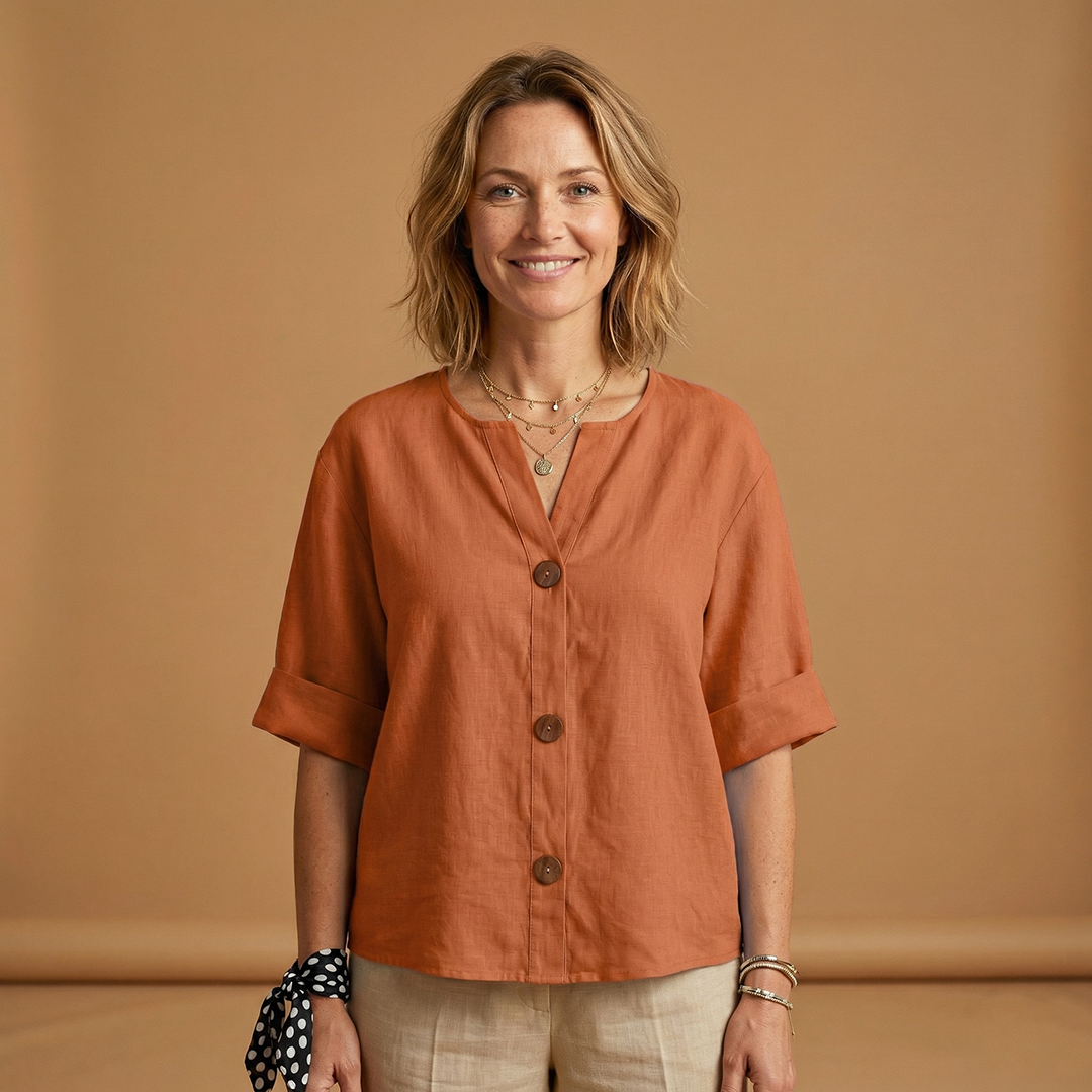 Women's Summer Blouse with Breathable Linen and Relaxed Fit