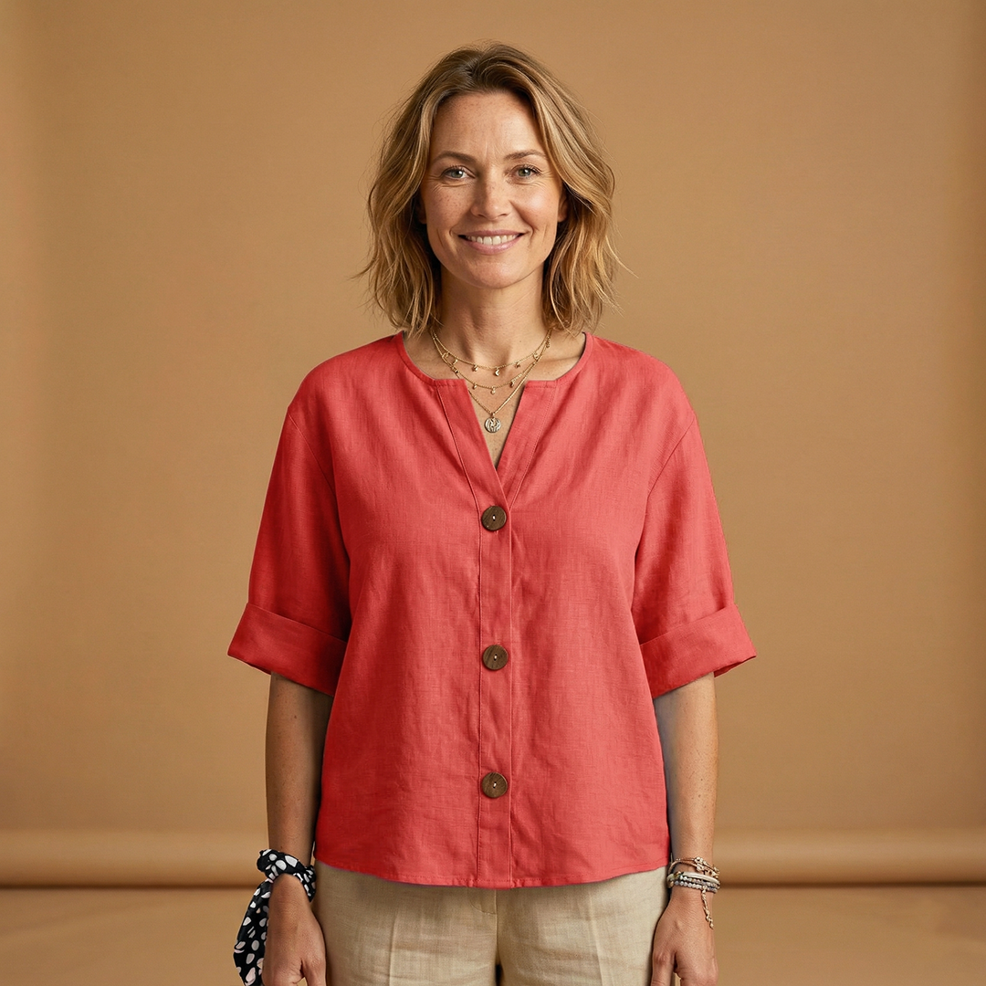 Women's Summer Blouse with Breathable Linen and Relaxed Fit
