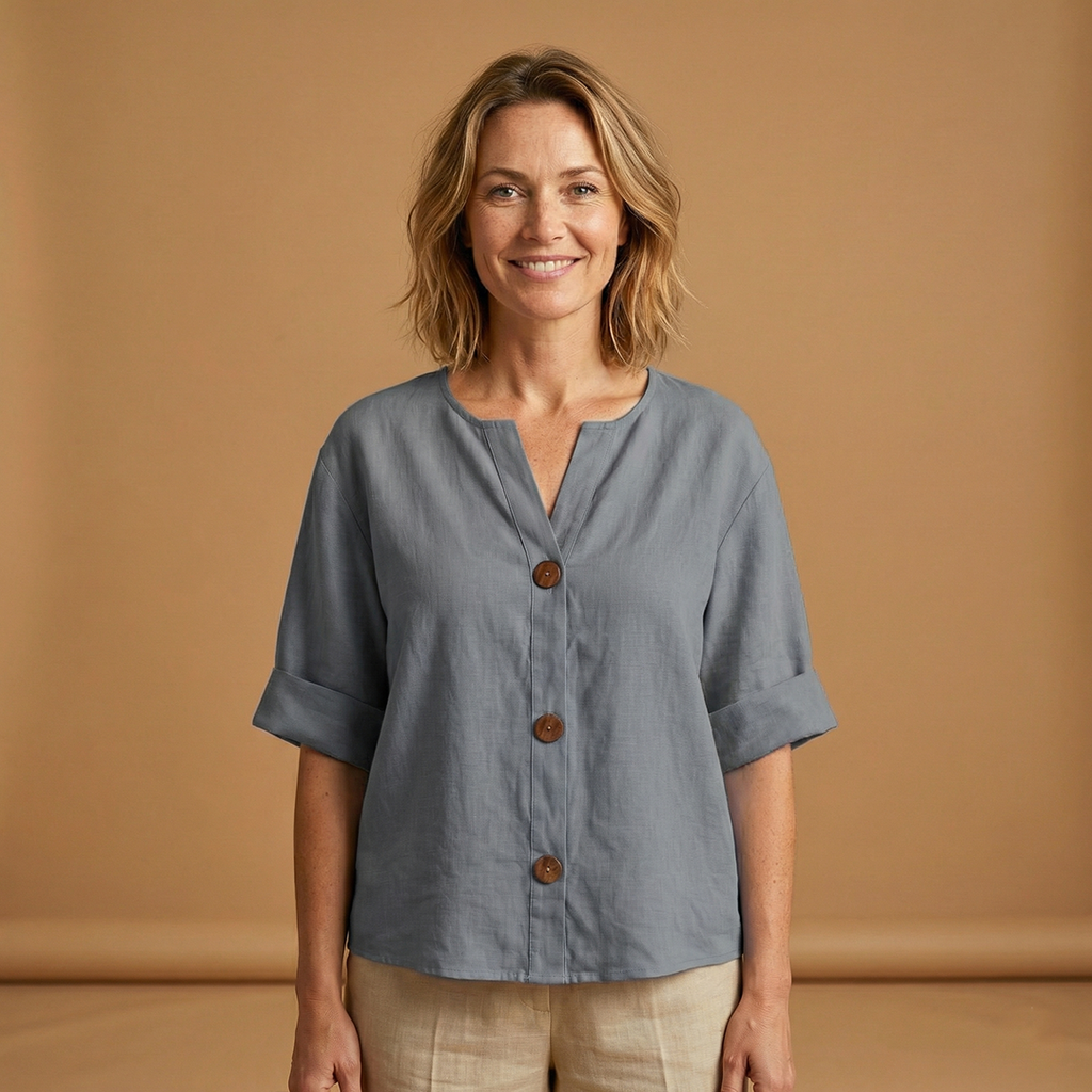 Women's Summer Blouse with Breathable Linen and Relaxed Fit
