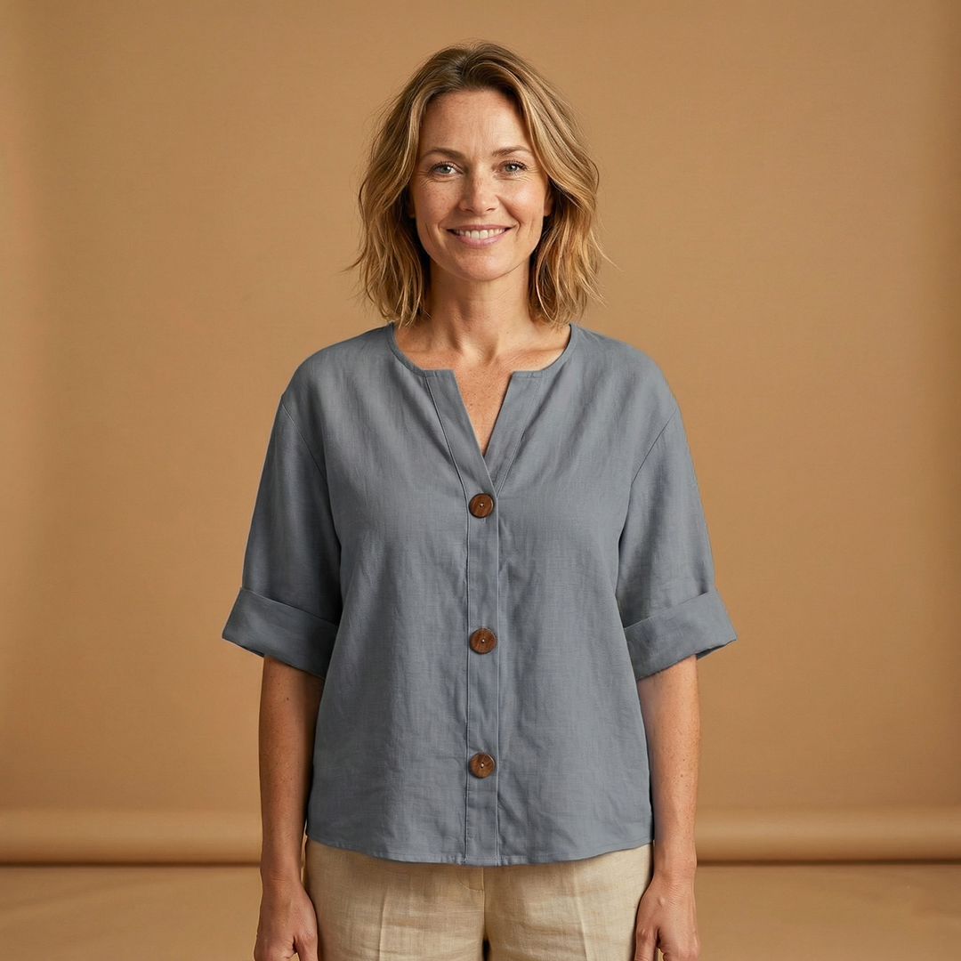 Women's Summer Blouse with Breathable Linen and Relaxed Fit