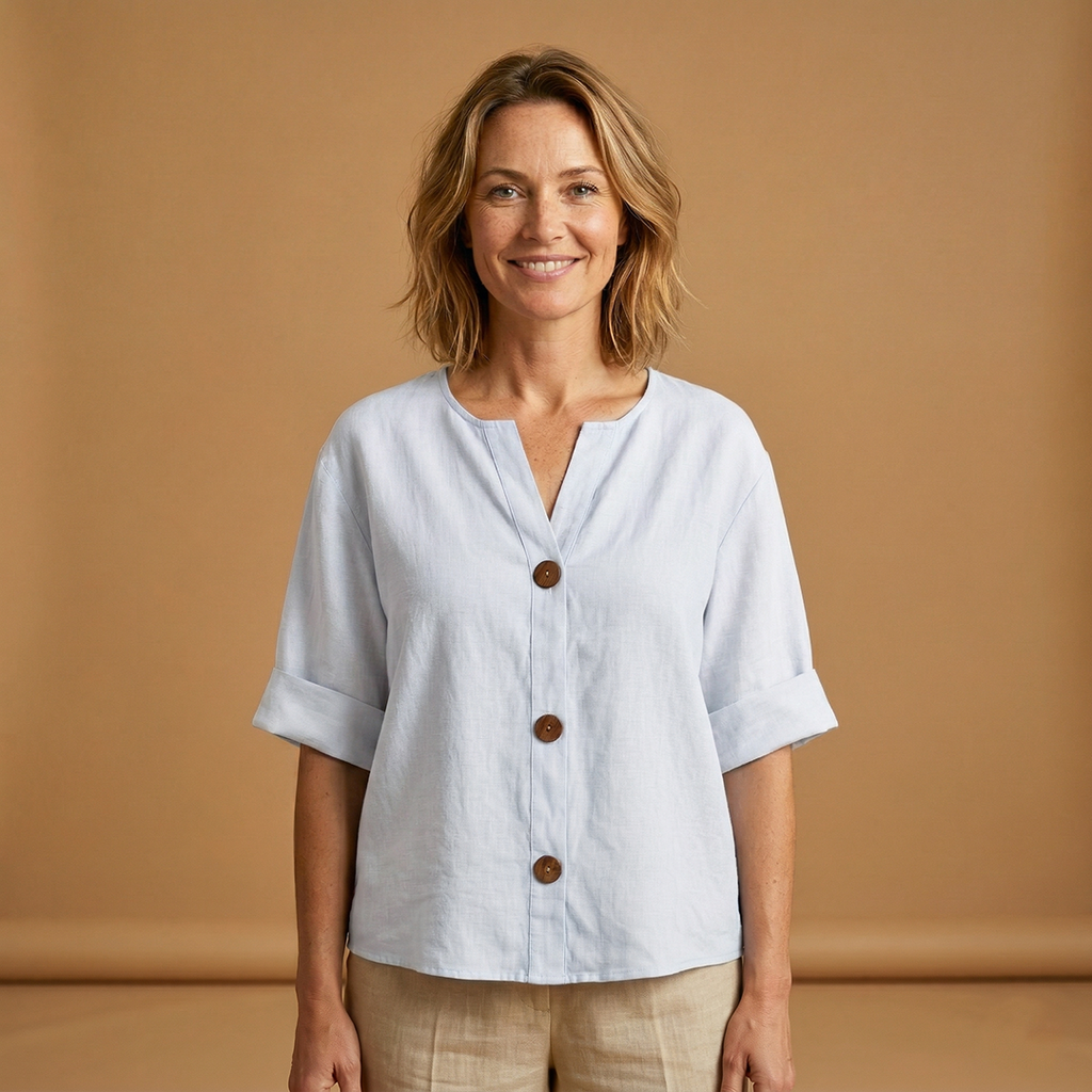Women's Summer Blouse with Breathable Linen and Relaxed Fit
