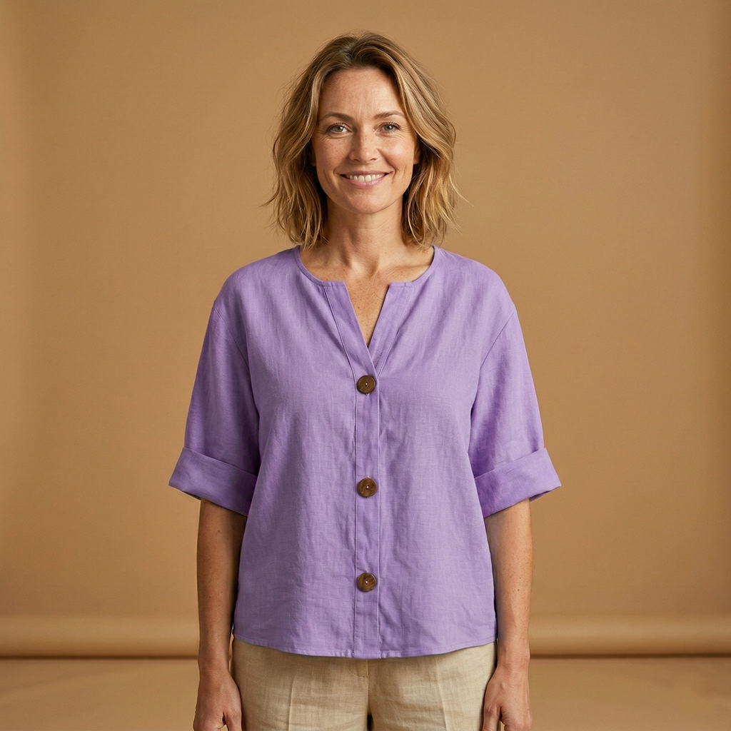 Women's Summer Blouse with Breathable Linen and Relaxed Fit