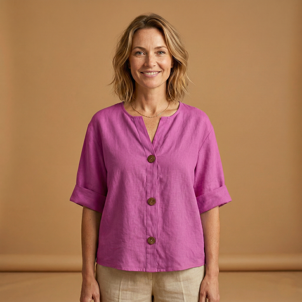 Women's Summer Blouse with Breathable Linen and Relaxed Fit