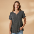 Women's T-Shirt with Button Detail and Loose Fit