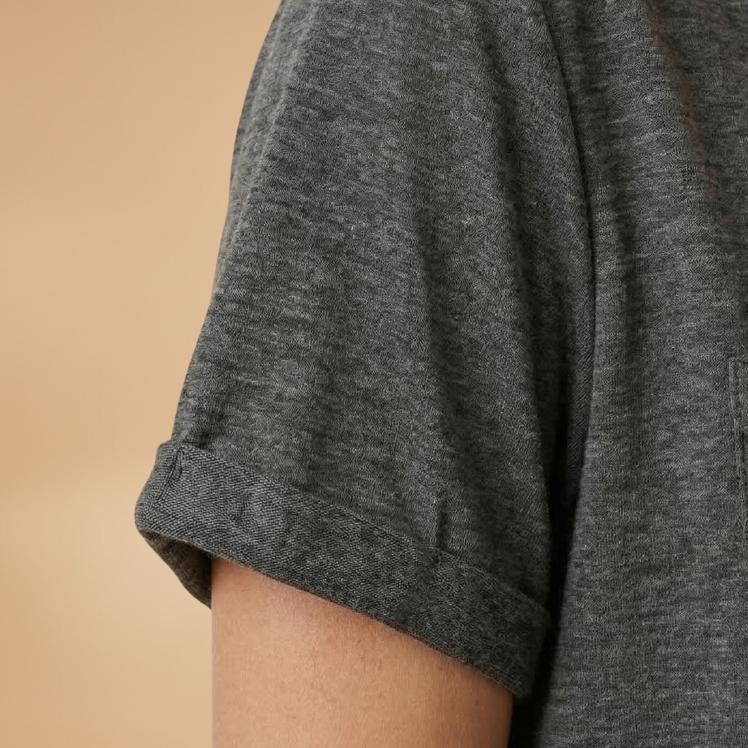 Women's T-Shirt with Button Detail and Loose Fit