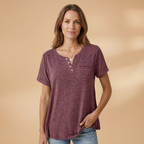 Women's T-Shirt with Button Detail and Loose Fit