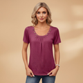 Women’s T-Shirt with Decorative Buttons and Round Neckline