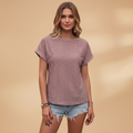 Women's T-Shirt with Eyelet Embroidery and Notched Neckline