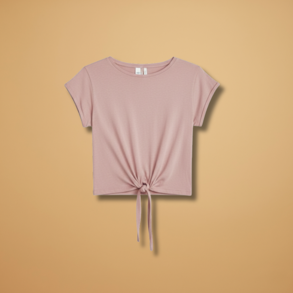 Women's T-Shirt with Front Knot and Short Sleeves