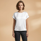 Women's T-shirt with Round Neck and Turned-Up Sleeves