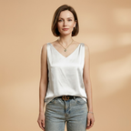 Women's Tank Top with Sleeveless Cut and Round Neckline