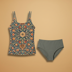 Women’s Tankini Bikini Set with Underwire and High-Cut Bottoms