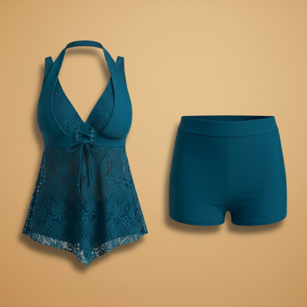 Women’s Tankini Set with Adjustable Straps and Classic