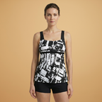 Women's Tankini with Printed Design and Matching Shorts