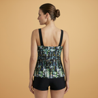Women's Tankini with Printed Design and Matching Shorts