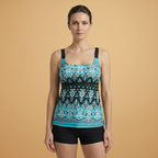 Women's Tankini with Printed Design and Matching Shorts
