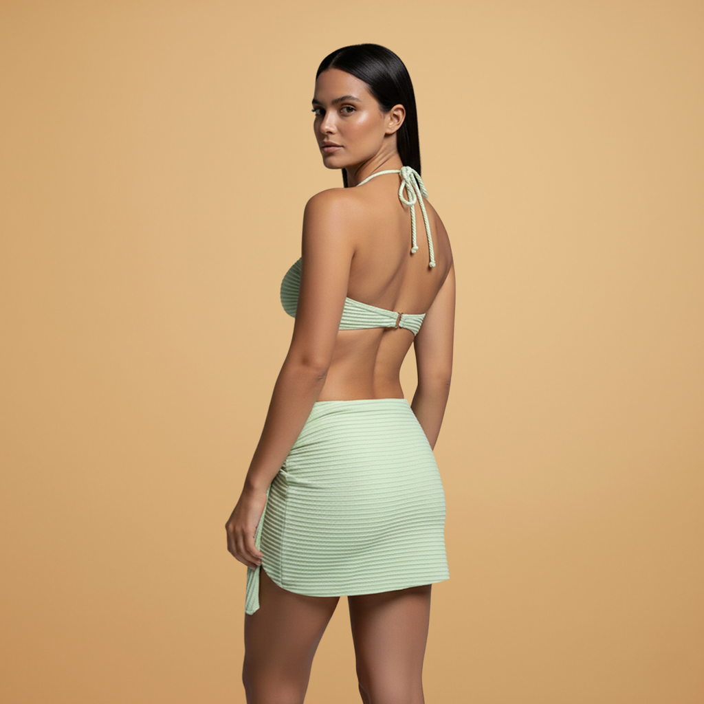 Women’s Three-Piece Swimsuit Set with Bikini Cut and Adjustable Straps