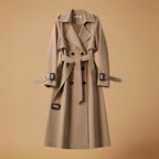 Women’s Trench Coat with Belted Waist and Button Closure