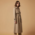 Women’s Trench Coat with Belted Waist and Button Closure