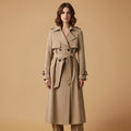 Women’s Trench Coat with Belted Waist and Button Closure