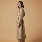 Women’s Trench Coat with Belted Waist and Button Closure