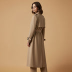 Women’s Trench Coat with Belted Waist and Button Closure