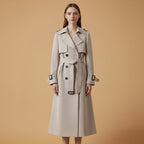 Women’s Trench Coat with Belted Waist and Button Closure