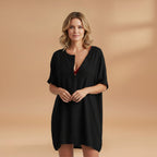 Women's Tunic Dress with V-Neck and Loose Fit