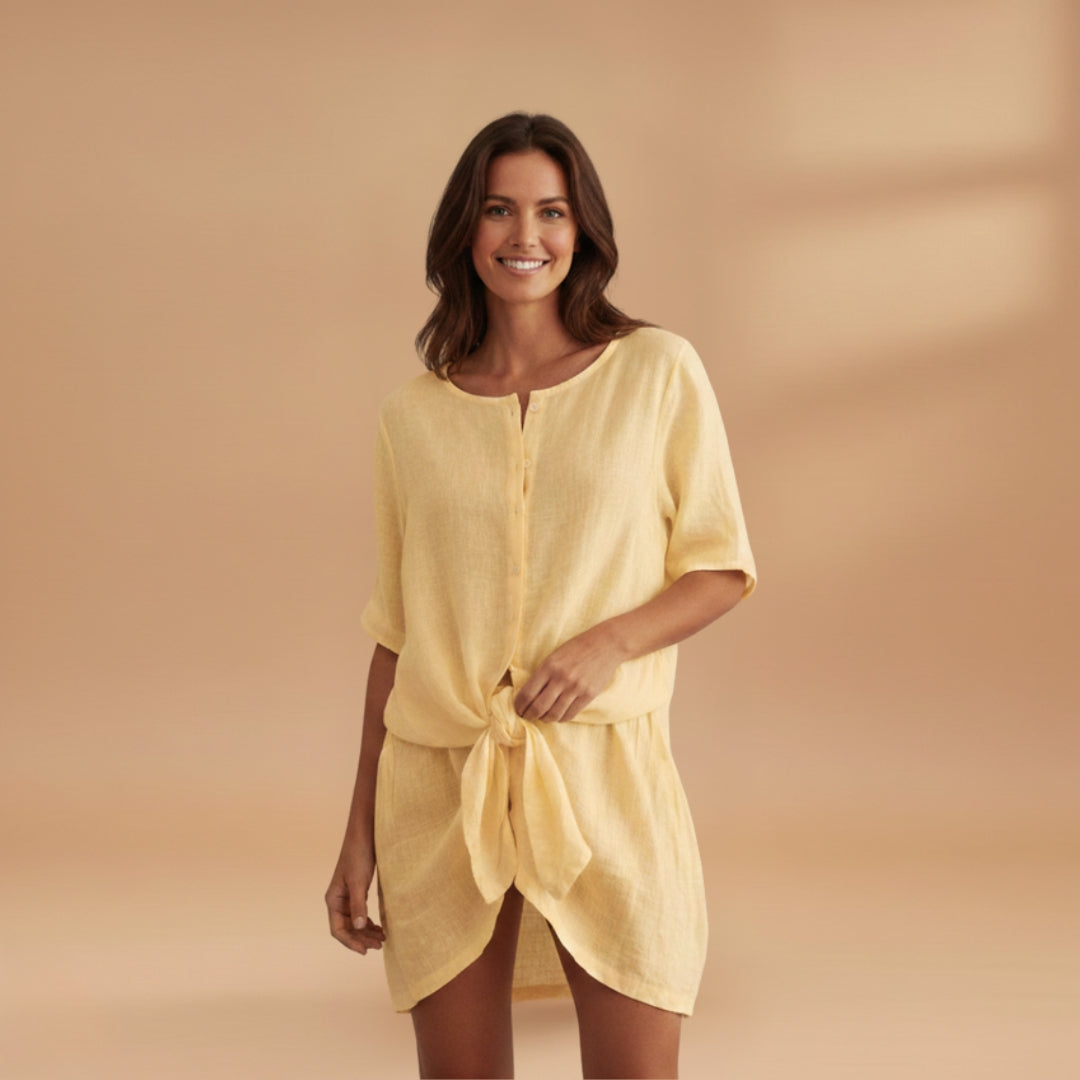 Women's Tunic Dress with V-Neck and Loose Fit