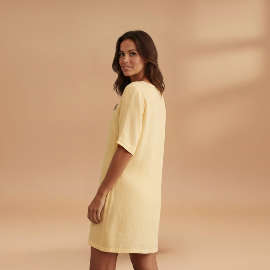 Women's Tunic Dress with V-Neck and Loose Fit