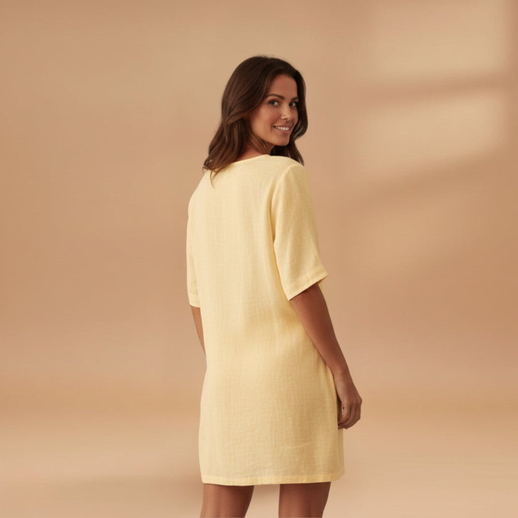Women's Tunic Dress with V-Neck and Loose Fit