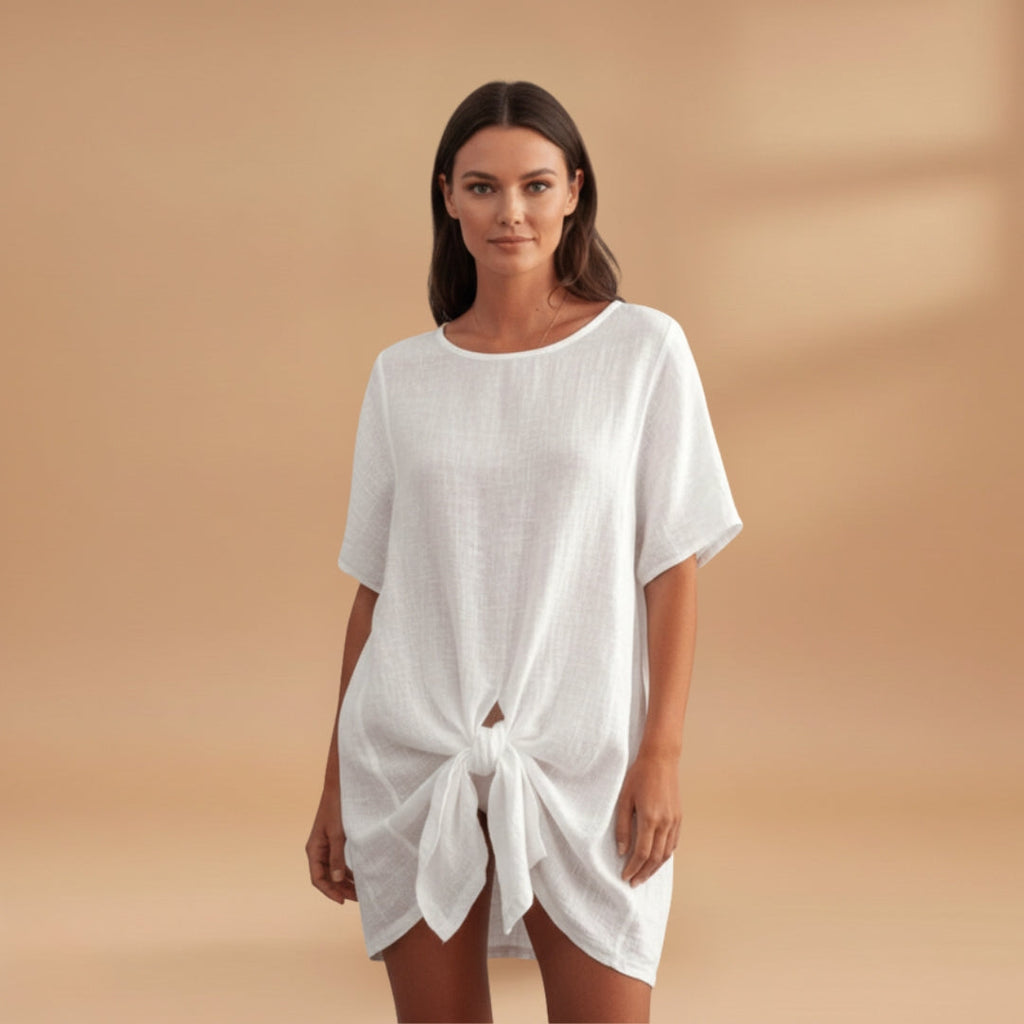 Women's Tunic Dress with V-Neck and Loose Fit