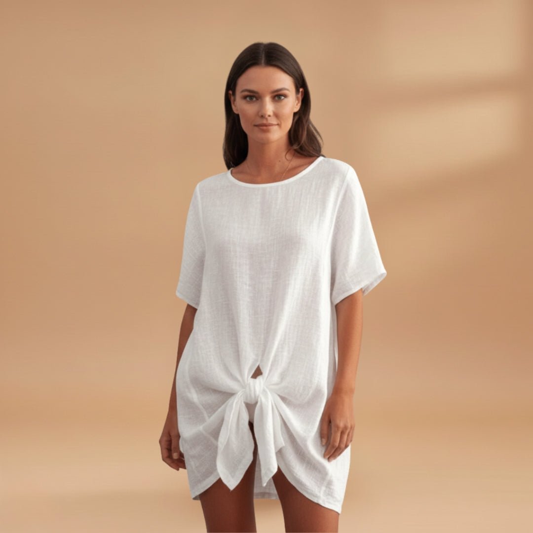 Women's Tunic Dress with V-Neck and Loose Fit