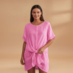 Women's Tunic Dress with V-Neck and Loose Fit