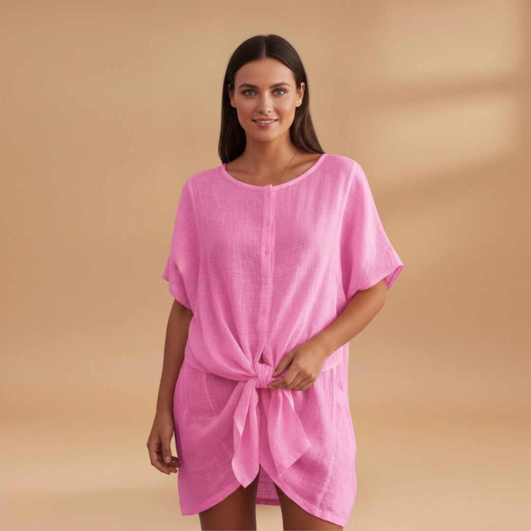Women's Tunic Dress with V-Neck and Loose Fit