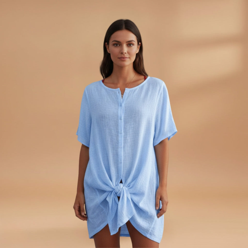 Women's Tunic Dress with V-Neck and Loose Fit