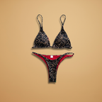 Women’s Two-Piece Bikini with High-Waist and Patterned Surface