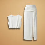 Women's Two-Piece Set with Crop Top and Slit Skirt