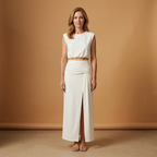 Women's Two-Piece Set with Crop Top and Slit Skirt