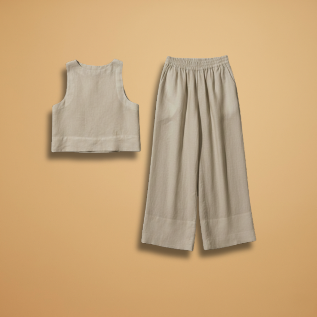 Women's Two-Piece Set with Sleeveless Top and Wide Trousers
