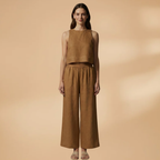 Women's Two-Piece Set with Sleeveless Top and Wide Trousers