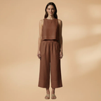 Women's Two-Piece Set with Sleeveless Top and Wide Trousers
