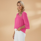 Women's V-Neck Blouse with Classic Design