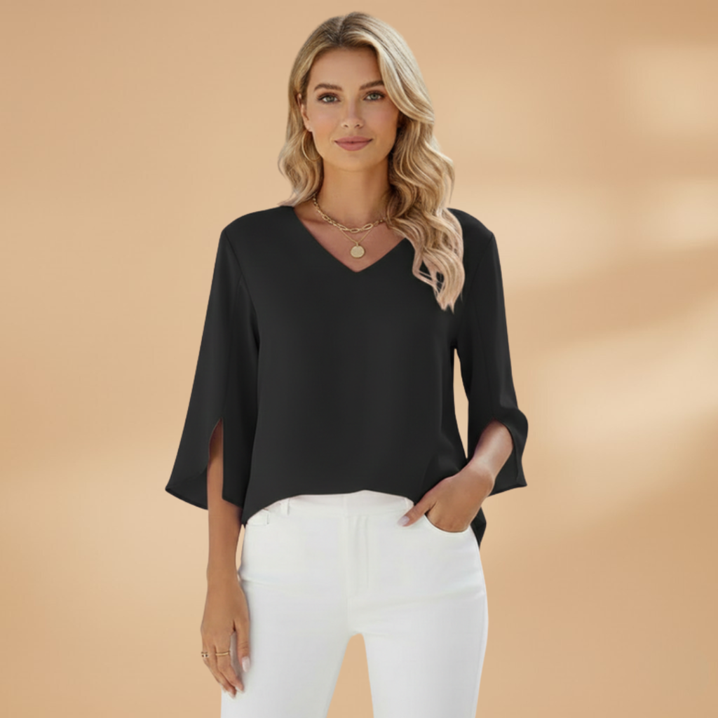 Women's V-Neck Blouse with Classic Design