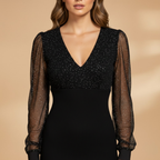 Women’s V-Neck Wedding Guest Dress with Fitted Waist