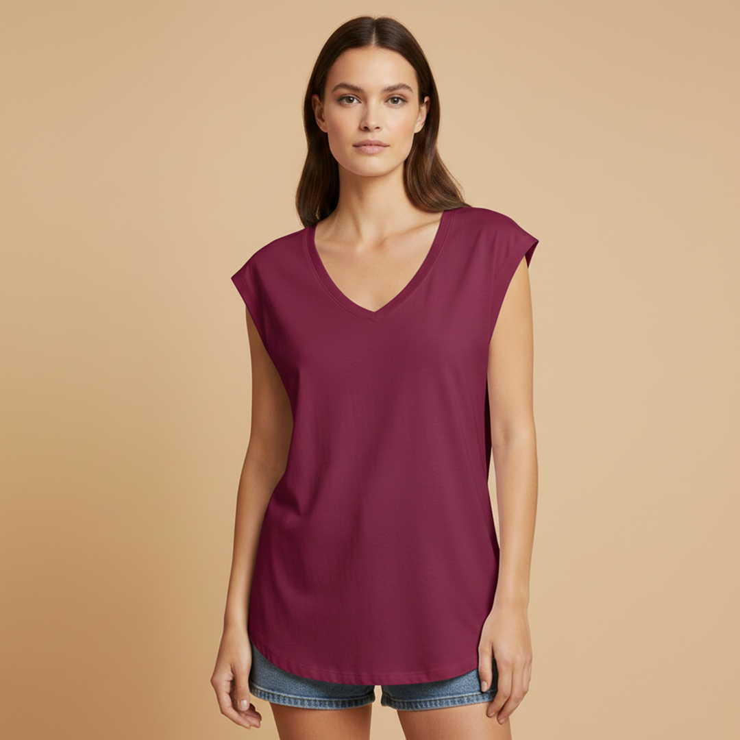 Women’s V-Neck T-Shirt with Relaxed Fit for Everyday Wear