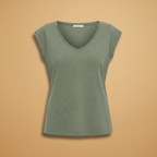 Women's V-Neck Top with Cap Sleeves