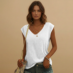 Women's V-Neck Top with Cap Sleeves
