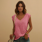 Women's V-Neck Top with Cap Sleeves