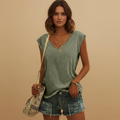 Women's V-Neck Top with Cap Sleeves